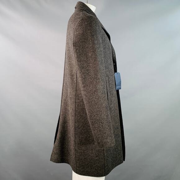 HARRIS WHARF LONDON Size 46 Heather Grey Brown Black Wool Single Breasted Coat - Picture 3 of 9